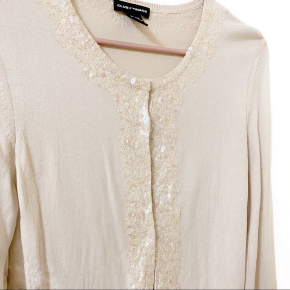 Club Monaco Silk & Cotton Blend Sequin Cartigan - Picture 3 of 6